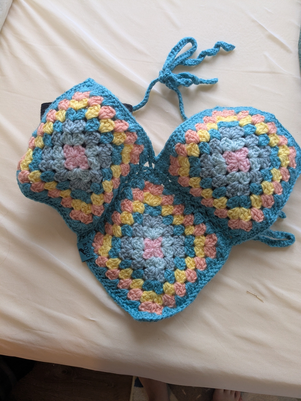 Handmade Crochet Bralette Top - Blue Multi